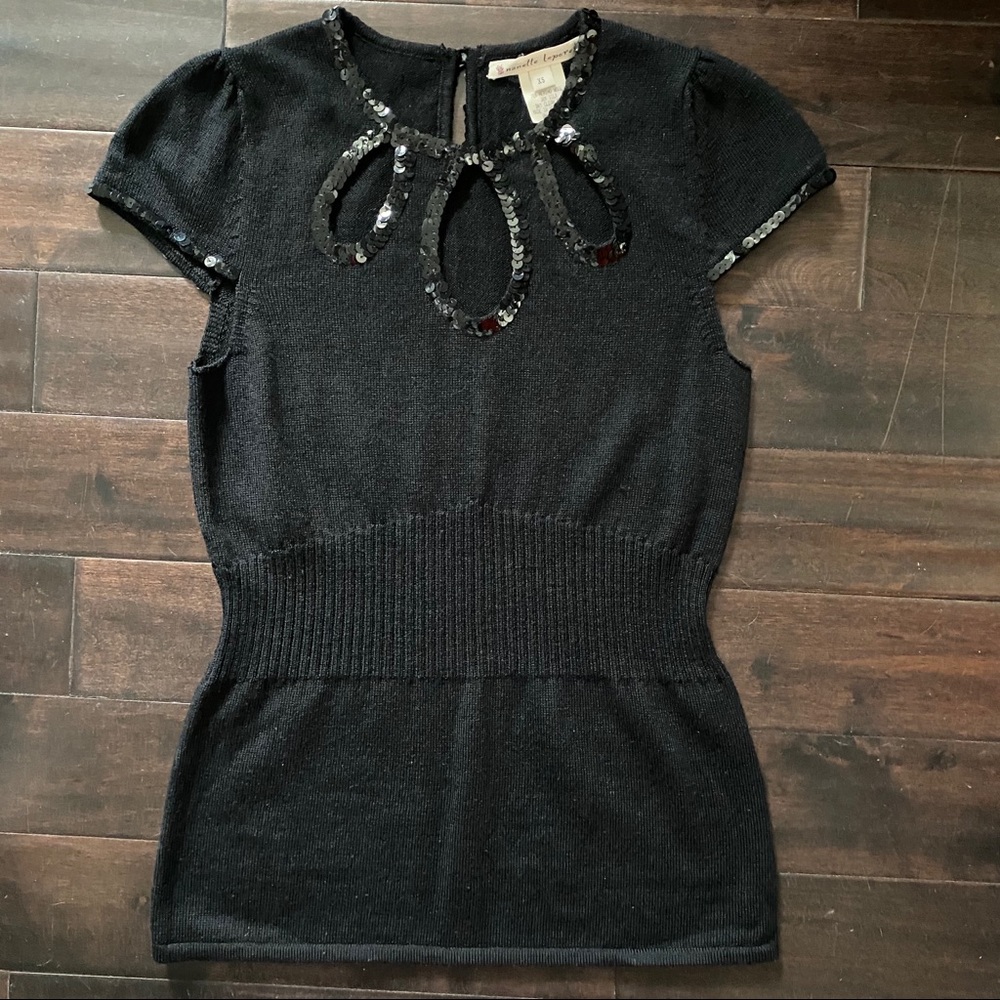 VTG Sequined Nanette Lepore Short Sleeve Sweater